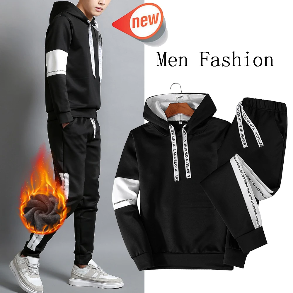 Brand New 2019 Tracksuit Fashion Patchwork Men Sportswear Two Piece Sets All Cotton Fleece Thick hoodie+Pants Sporting Suit Male
Brand New 2019 Tracksuit Fashion Patchwork Men Sportswear Two Piece Sets All Cotton Fleece Thick hoodie+Pants Sporting Suit Male