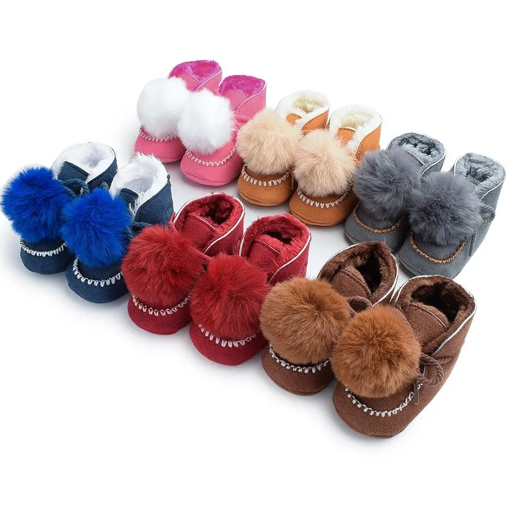 Solid Color Baby Snow Boots Lovely Lace-Up Pompon Thicken Coral Fleece Prewalker Non-slip Toddler Winter Warm Shoes
Solid Color Baby Snow Boots Lovely Lace-Up Pompon Thicken Coral Fleece Prewalker Non-slip Toddler Winter Warm Shoes