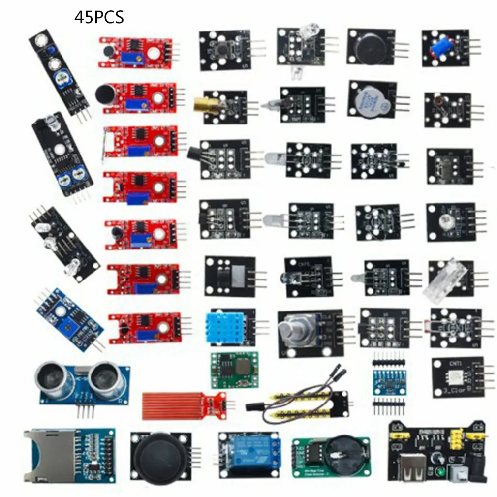 45pcs/set electrical sensor compatible arduino for R3 Sensor Modules Starter Kit Electronic Diy Tools for beginners
45pcs/set electrical sensor compatible arduino for R3 Sensor Modules Starter Kit Electronic Diy Tools for beginners