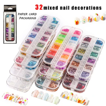 12 grids/box mixed alphabet maple leaf butterfly nail art sequins 32 kinds of sparkling sequin decals nail art decoration set
12 grids/box mixed alphabet maple leaf butterfly nail art sequins 32 kinds of sparkling sequin decals nail art decoration set