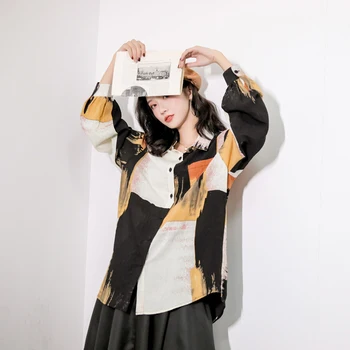 Loose Women Pattern Printed Vintage Big Size Blouse New Lapel Long Sleeve Loose Fit Shirt Fashion Tide Spring Autumn 2020 1S358Q 
Loose Women Pattern Printed Vintage Big Size Blouse New Lapel Long Sleeve Loose Fit Shirt Fashion Tide Spring Autumn 2020 1S358Q