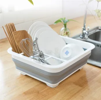 Kitchen Foldable Dish Rack Storage Holder Drainer Bowl Tableware Plate Portable Drying Rack Home Shelf Dinnerware Organizer