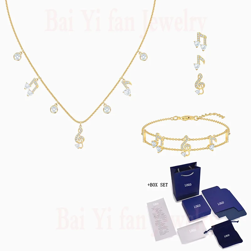 Fashion Jewelry SWA New PLEASANT Set Exquisite Beautiful Note Decoration Crystal Gold Suit Female Luxury Romantic Jewelry Gift
Fashion Jewelry SWA New PLEASANT Set Exquisite Beautiful Note Decoration Crystal Gold Suit Female Luxury Romantic Jewelry Gift