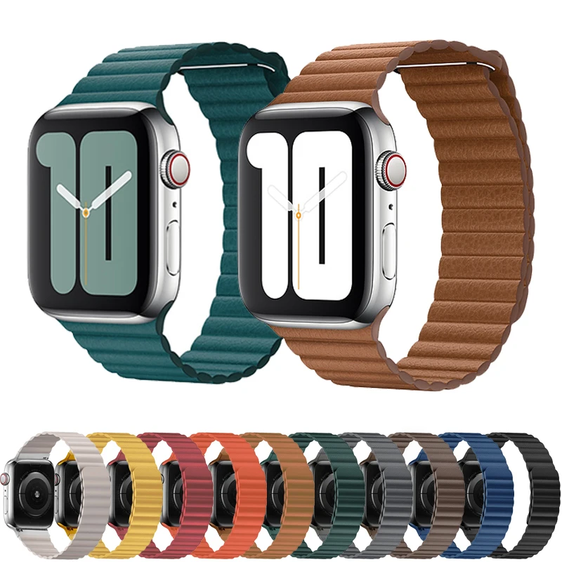 Genuine Leather Loop Strap Bracelet Belt Magnetic Adjustable 44mm 40mm Iwatch 5 4 3 2 Band 42mm 38mm For Apple Watch Band Piece
Genuine Leather Loop Strap Bracelet Belt Magnetic Adjustable 44mm 40mm Iwatch 5 4 3 2 Band 42mm 38mm For Apple Watch Band Piece