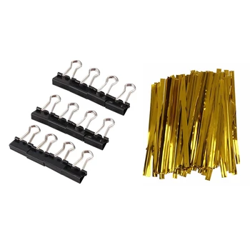 Pack 100 Golden Iron Wire Fastener Twist Tie with 12 Piece Collection Metal Black Documents Binding Clips 15mm
Pack 100 Golden Iron Wire Fastener Twist Tie with 12 Piece Collection Metal Black Documents Binding Clips 15mm