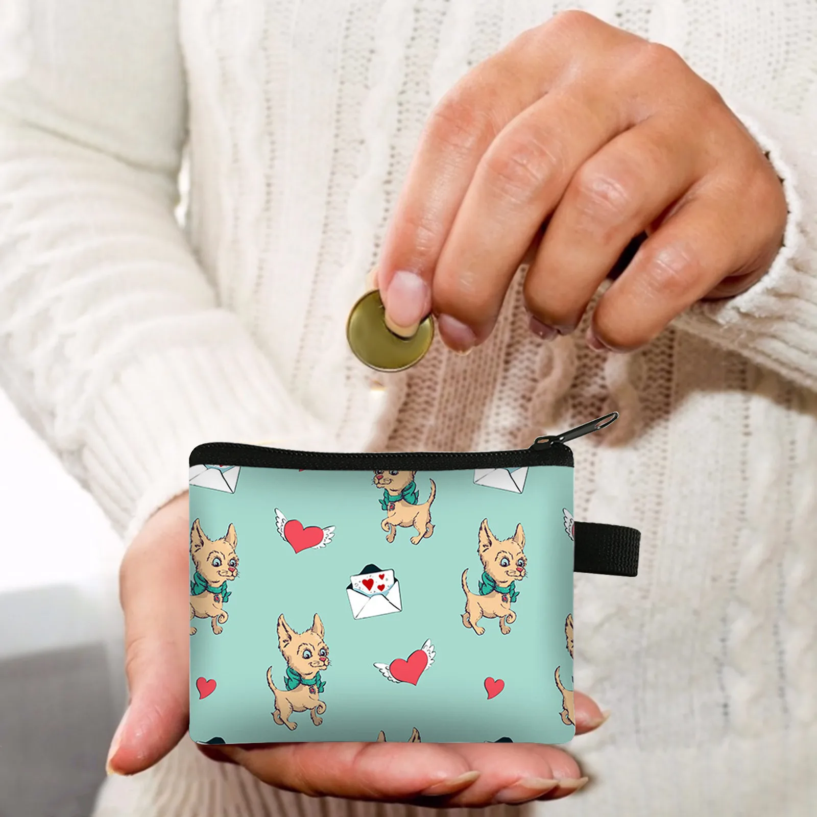 Фото 1 шт. дизайнерские сумки для хранения с рисунком мопса собаки кошелек монет
