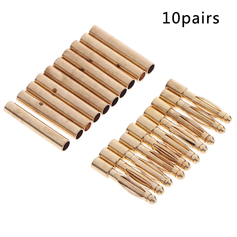 10Pairs 2mm Banana Plugs Adapter Gold Plated Bullet Connector Plug Sets RC Part for Battery Terminals Connector Kit
10Pairs 2mm Banana Plugs Adapter Gold Plated Bullet Connector Plug Sets RC Part for Battery Terminals Connector Kit