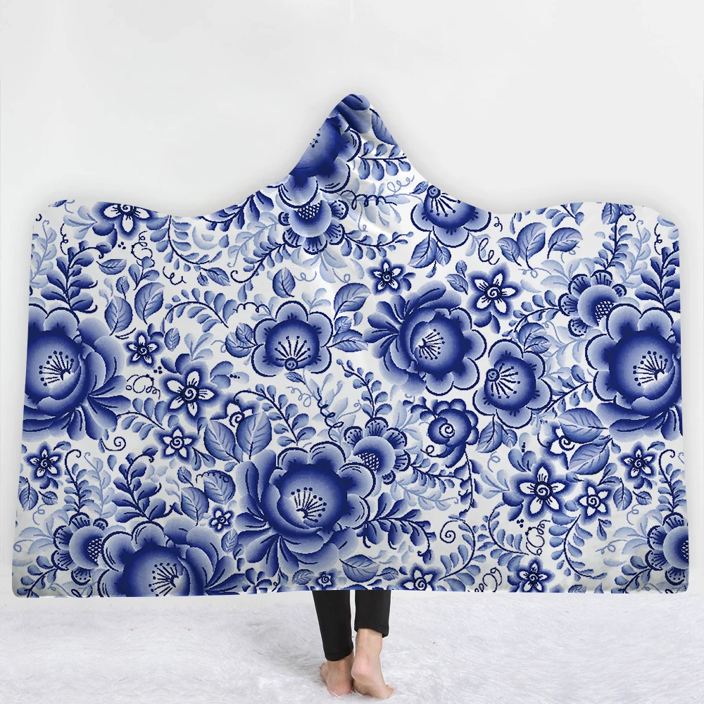 Blue and white pattern Refreshing style Blankets hats sofa comfortable Blankets keep warm soft twin full size Blankets