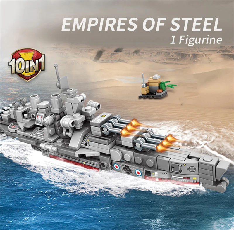 240PCS 10 IN 1 LegoINGlys Building Blocks Compatible With Toys 2020 Brick Block Military Warship Aircraft Tank Figures For Boy (1)