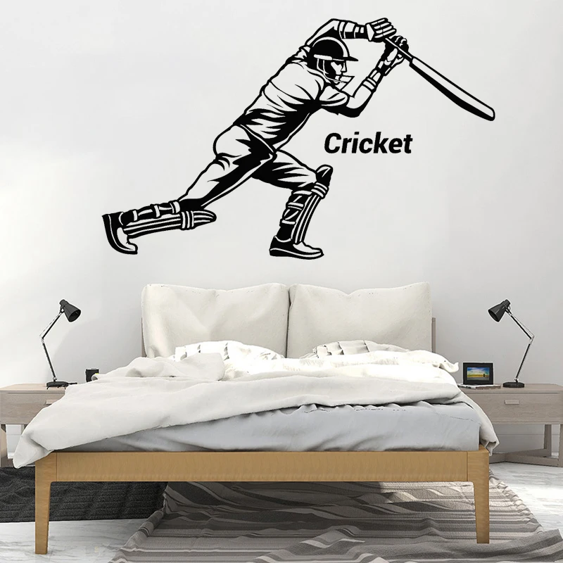 Крикет Наклейка на стену летучая мышь игровой плеер Виниловая Декор спортивной