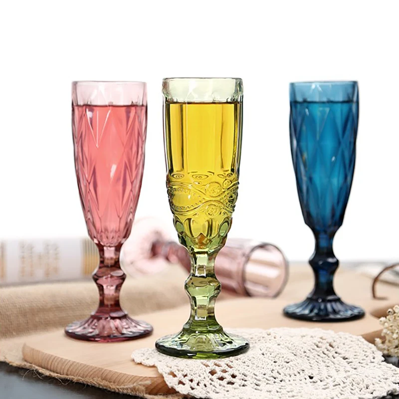 Wine Glass For Champagne Vintage Color Embossed Goblets Mug For Hotel Bar Wedding Party 150ML
Wine Glass For Champagne Vintage Color Embossed Goblets Mug For Hotel Bar Wedding Party 150ML