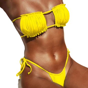 Solid Bandeau String Bikini Padded Swimwear Two-pieces Swimsuit Tanga Neon Brazilian Biquini 2019 Summer Black Bathing Suits
Solid Bandeau String Bikini Padded Swimwear Two-pieces Swimsuit Tanga Neon Brazilian Biquini 2019 Summer Black Bathing Suits