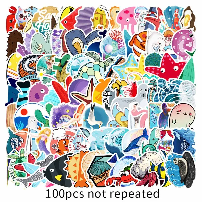 100pcs Cartoon Ocean Animal Creatures Series Stickers PVC Waterproof Aquatic Creatures Laptop Car Decor Stationery Stickers
100pcs Cartoon Ocean Animal Creatures Series Stickers PVC Waterproof Aquatic Creatures Laptop Car Decor Stationery Stickers
