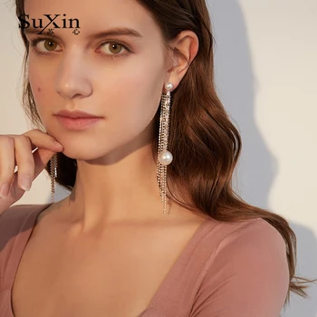 SuXin Earrings Simple Asymmetric Tassel Earrings For Women Long Man-made Crystal Pendant Earring Jewelry Gift
SuXin Earrings Simple Asymmetric Tassel Earrings For Women Long Man-made Crystal Pendant Earring Jewelry Gift