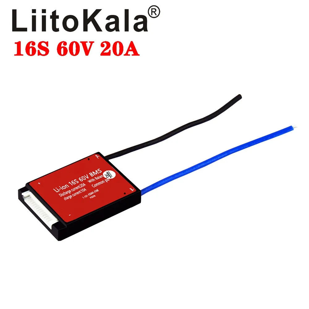 Защитная плата аккумулятора LiitoKala Li-Ion 16S 60V 20A 18650 PCM BMS со сбалансированным модулем
