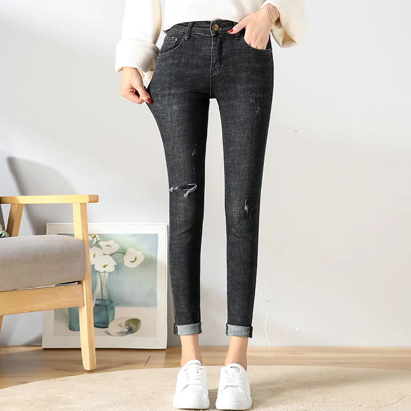 3019 High Waist Jeans Women's 2019 Autumn New Style with Holes Korean-style Slimming Tight Capri Pants Skinny Pants
3019 High Waist Jeans Women's 2019 Autumn New Style with Holes Korean-style Slimming Tight Capri Pants Skinny Pants