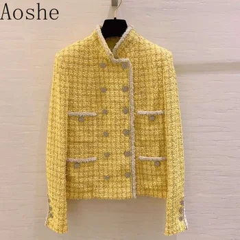 2020 Fashion Sweet Femal Short Custom Winter Woolen Printed Elegant Yellow Short Elegant Women's Coat 
2020 Fashion Sweet Femal Short Custom Winter Woolen Printed Elegant Yellow Short Elegant Women's Coat
