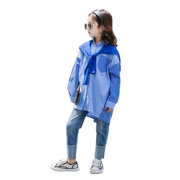 Striped Oversized Shirts Age For 4 - 16 Years Teenage Girls Fashion Long Sleeve Pocket Shirt 2021 New Spring Children Clothes
Striped Oversized Shirts Age For 4 - 16 Years Teenage Girls Fashion Long Sleeve Pocket Shirt 2021 New Spring Children Clothes