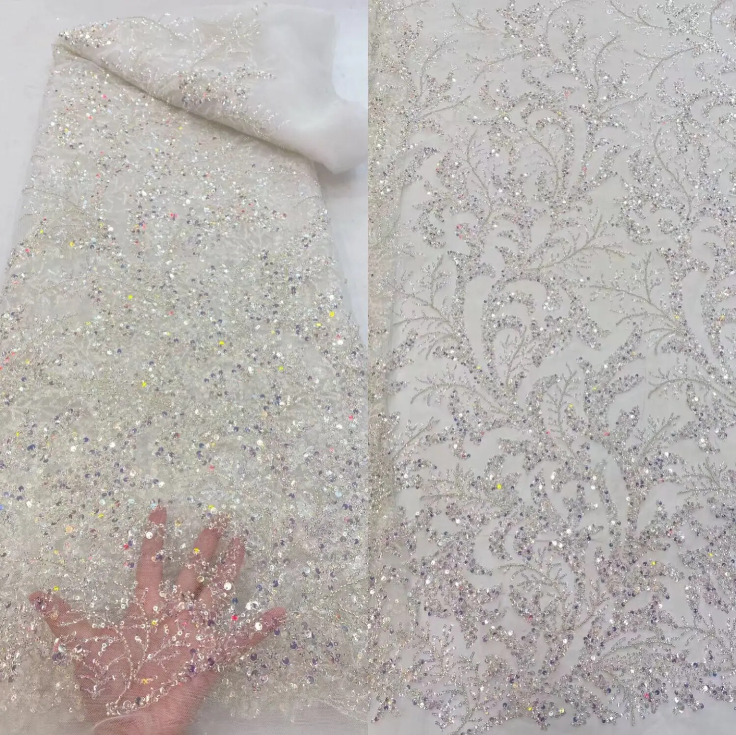 Sequins Lace Fabrics ZH-628881 African French Beaded Lace Fabric High Quality Mesh Embroidery Nigerian Wedding Lace
Sequins Lace Fabrics ZH-628881 African French Beaded Lace Fabric High Quality Mesh Embroidery Nigerian Wedding Lace
