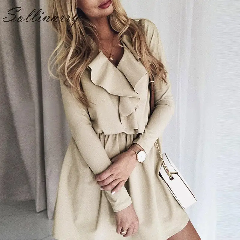 Sollinarry Solid Color Ruffles Short Dress Women 2019 Autumn Long Sleeve Winter Dress Feme Casual Ldies Dress V Neck Vestidos
Sollinarry Solid Color Ruffles Short Dress Women 2019 Autumn Long Sleeve Winter Dress Feme Casual Ldies Dress V Neck Vestidos