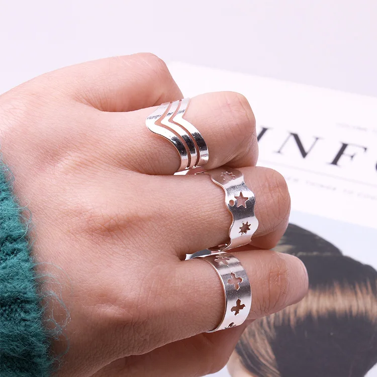 3 Piece Set Ring Europe And America Simple Silver Wave Stars Geometric Five-pointed Star Opening Suit Ladies Ring Wholesale
3 Piece Set Ring Europe And America Simple Silver Wave Stars Geometric Five-pointed Star Opening Suit Ladies Ring Wholesale