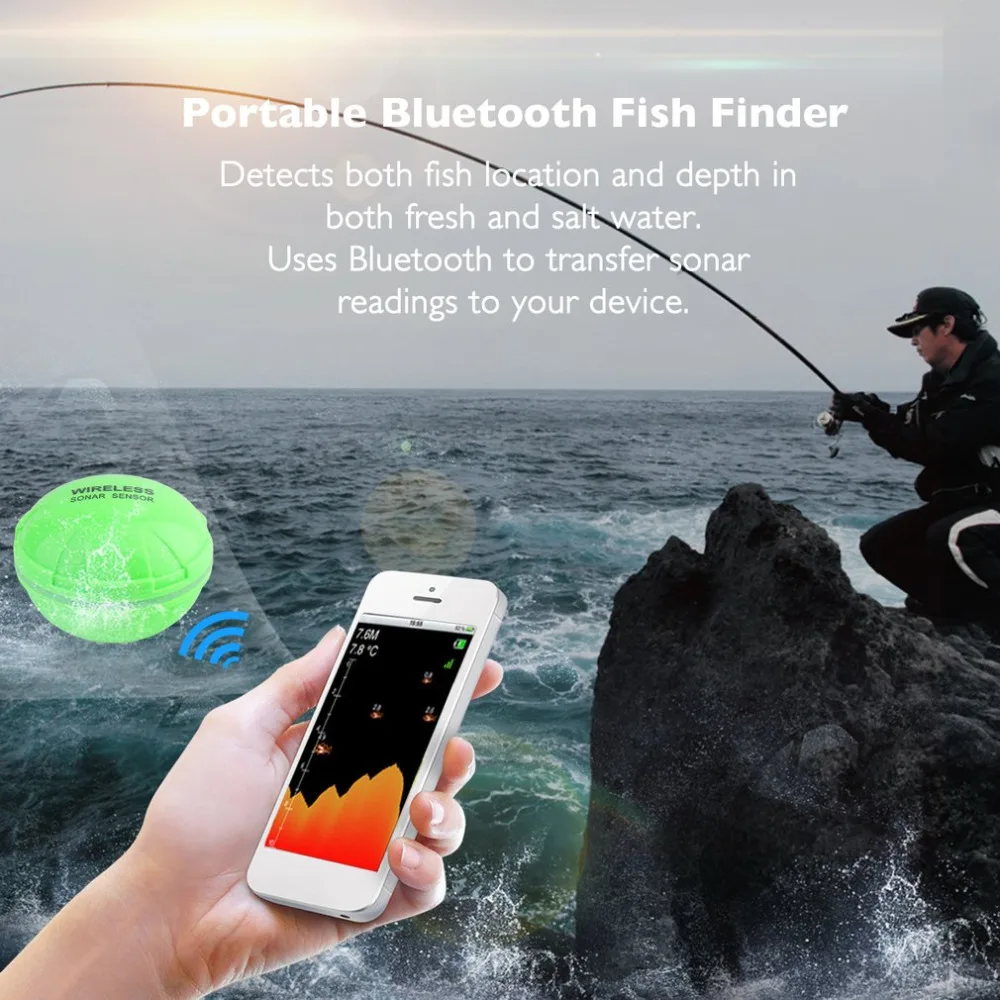 Bluetooth Fish Finder Sea Fish Detect Device For IOS For Android 25M/80FT Sonar Fishfinder Wireless Fishing Detector from Russia
Bluetooth Fish Finder Sea Fish Detect Device For IOS For Android 25M/80FT Sonar Fishfinder Wireless Fishing Detector from Russia