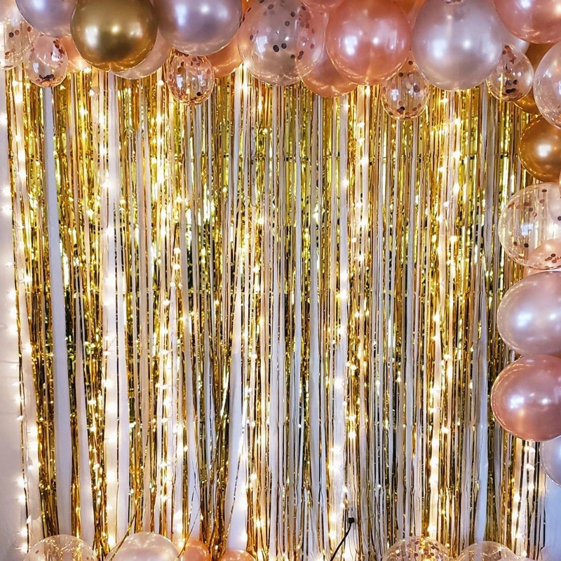 Gold Solid color Metallic Foil Tinsel Finge Curtain Party Decoration Wedding Photo Props Photography Background Decor Suppies
Gold Solid color Metallic Foil Tinsel Finge Curtain Party Decoration Wedding Photo Props Photography Background Decor Suppies