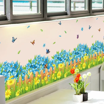 Spring Flowers Butterfly Fence Skirting Border Decoration Decals PVC Waterproof Removable Vinyl Mural Wall Stickers Home Decor 
Spring Flowers Butterfly Fence Skirting Border Decoration Decals PVC Waterproof Removable Vinyl Mural Wall Stickers Home Decor