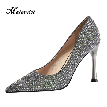 MAIERNISI Sexy single shoes Korean fashion pointed high heels nightclub women's shoes temperament high heels
MAIERNISI Sexy single shoes Korean fashion pointed high heels nightclub women's shoes temperament high heels