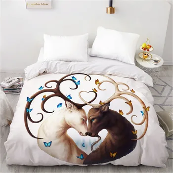 3D Duvet Cover White Bed Linen Bedding Animal Design Yin Yang Quilt Covers Comforter Case Twin 203x230 Size Dear Bedclothe 
3D Duvet Cover White Bed Linen Bedding Animal Design Yin Yang Quilt Covers Comforter Case Twin 203x230 Size Dear Bedclothe