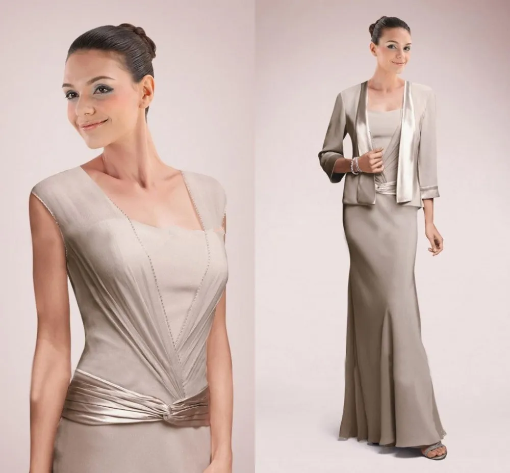 2015 Sheath Floor-length Mother Dress Chiffon and Satin Sashes Mother of the Bride Dresses with Jacket Two Pieces Women Dress
2015 Sheath Floor-length Mother Dress Chiffon and Satin Sashes Mother of the Bride Dresses with Jacket Two Pieces Women Dress