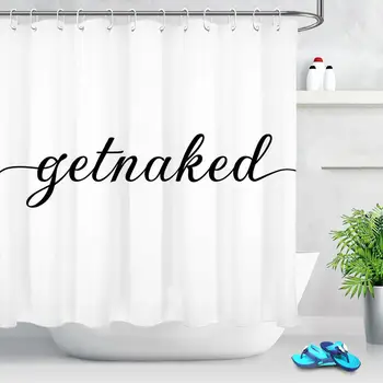 Get Naked Black Words White Shower Curtains Bathroom Decorations Waterproof Shower Curtain with Hooks Polyester Fabric Washable
Get Naked Black Words White Shower Curtains Bathroom Decorations Waterproof Shower Curtain with Hooks Polyester Fabric Washable