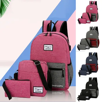 Fashion Outdoor Three-Piece Canvas Solid Color Backpack Travel Bag Zipper Large Capacity Bucket Backpack#T2 
Fashion Outdoor Three-Piece Canvas Solid Color Backpack Travel Bag Zipper Large Capacity Bucket Backpack#T2