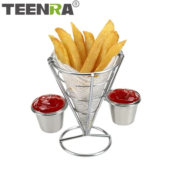 TEENRA Stainless Steel French Fry Stand Cone Double Sauce French Fry Holder Snacks Display Stand Fries Baskets Buffet
TEENRA Stainless Steel French Fry Stand Cone Double Sauce French Fry Holder Snacks Display Stand Fries Baskets Buffet