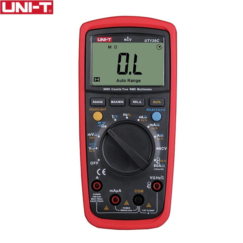 UNI-T UT139C Digital Multimeter Auto Range True RMS Meter Handheld Tester 6000 Count Voltmeter Temperature Test Transistor
UNI-T UT139C Digital Multimeter Auto Range True RMS Meter Handheld Tester 6000 Count Voltmeter Temperature Test Transistor