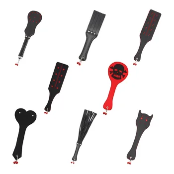 PU Leather Spanking Paddle Hand Clapping Bell SM Femdom Toy Alternative Flirting Sex Tool Master Slave Toy 1PCS