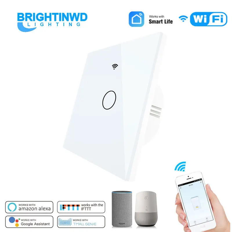 Smart Home For APP WIFI+RF433 Alexa Google Home Voice Control Smart Switch EU 1 Way 2 Way 3 Way 100-240V Wall Switch
Smart Home For APP WIFI+RF433 Alexa Google Home Voice Control Smart Switch EU 1 Way 2 Way 3 Way 100-240V Wall Switch