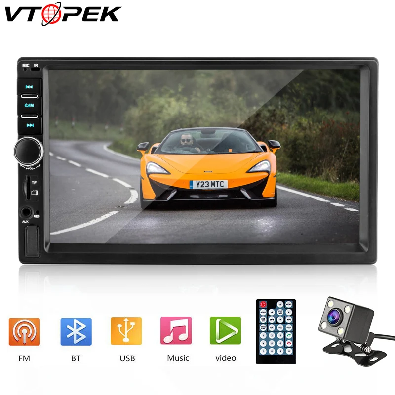 Vtopek 7" Touch Screen Video MP5 Multimedia Player Auto Radio Backup Camera Bluetooth USB TF Universal 2din Car DVD HD Stereo
Vtopek 7" Touch Screen Video MP5 Multimedia Player Auto Radio Backup Camera Bluetooth USB TF Universal 2din Car DVD HD Stereo