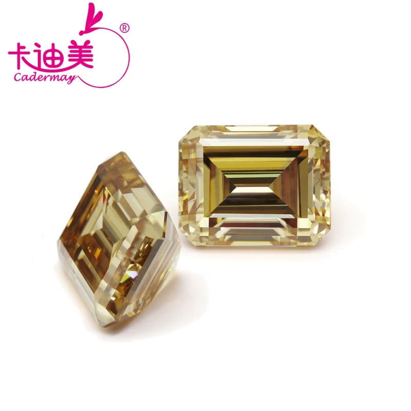 

CADERMAY Wholesale Price Champagne Yellow Color Emerald Cut Moissanite Loose Stones 5x7mm 1ct Synthetic Fancy Moissanites