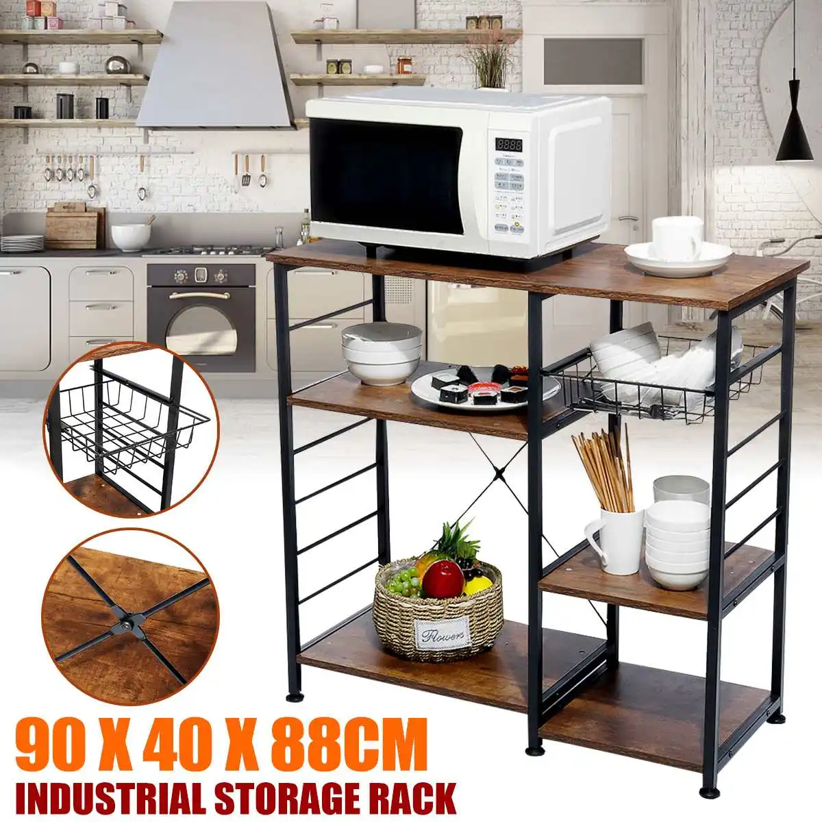 90x40x88cm Industrial Heavy Duty 4 Tier Microwave Oven Cart Bakers Rack Kitchen Storage Shelves
90x40x88cm Industrial Heavy Duty 4 Tier Microwave Oven Cart Bakers Rack Kitchen Storage Shelves