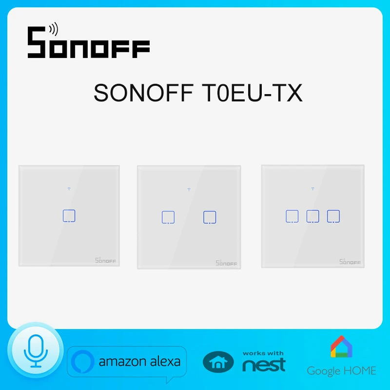 Интеллектуальный выключатель света Sonoff T0EU 1/2/3 TX выключатели освещения на стену 86