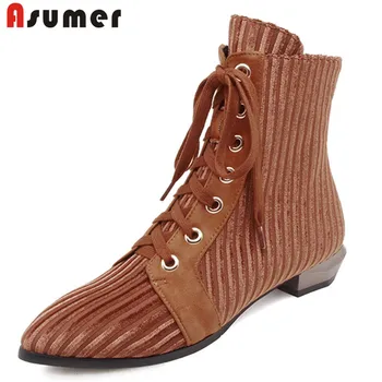 ASUMER 2020 top quality ankle boots women lace up zip autumn winter short boots pointed toe low heel fashion dress shoes woman
ASUMER 2020 top quality ankle boots women lace up zip autumn winter short boots pointed toe low heel fashion dress shoes woman