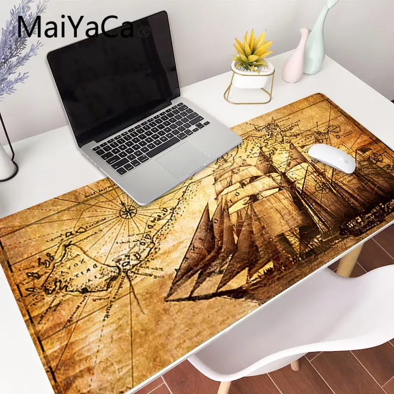 

MaiYaCa Old ship with Map Large Gaming Mouse Pad Gamer Lock Edge Keyboard Mouse Mat Gaming Desk Mousepad for CS GO Dota Game