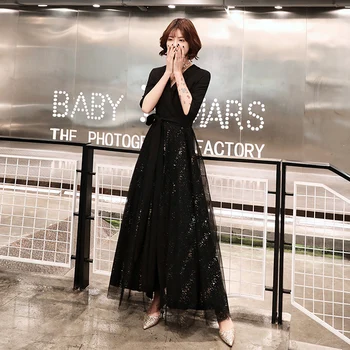 Black Lady V-neck Long Evening Party Dress Elegant Slim Mesh Qipao Cheongsam Sexy Half Sleeve Bling Robe De Soiree With Belt
Black Lady V-neck Long Evening Party Dress Elegant Slim Mesh Qipao Cheongsam Sexy Half Sleeve Bling Robe De Soiree With Belt