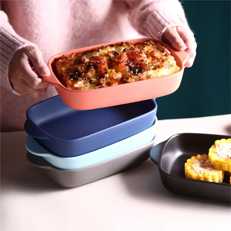 Japanese creative binaural oven baking tray in baking tray matte ceramic baking tray rectangular baking tray
Japanese creative binaural oven baking tray in baking tray matte ceramic baking tray rectangular baking tray