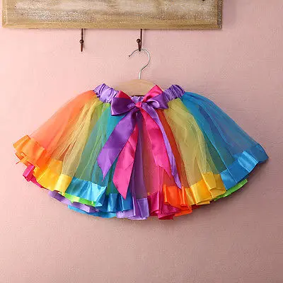 Фото Colorful Baby Girls Tutu Skirts Kids Lovely Rainbow Skirt Ball Gown Tulle Mini Fancy Pettiskirt | Мать и ребенок