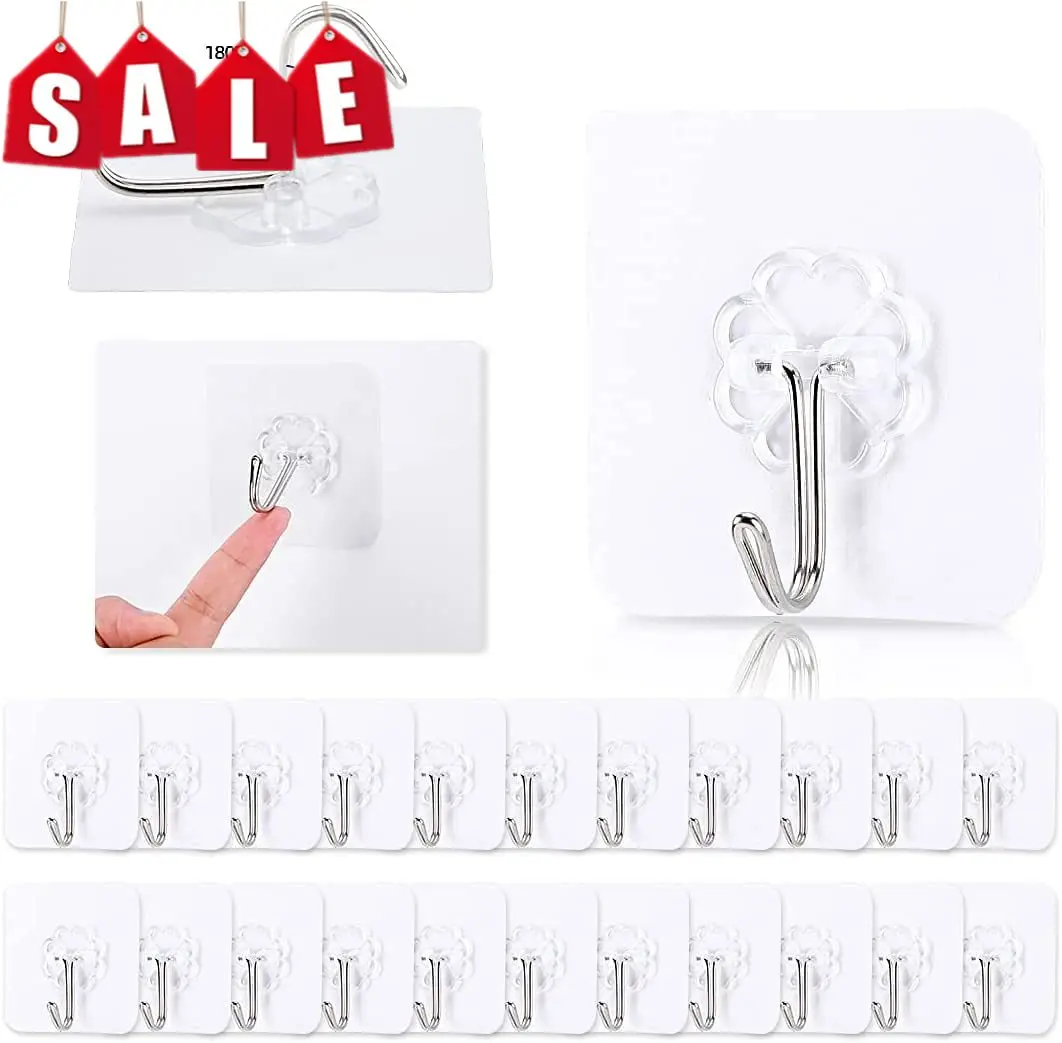 Adhesive Hooks,Transparent Reusable Wall Hooks Seamless Hooks Waterproof and Oil Proof for Kitchen Bathroom and Kitchen
Adhesive Hooks,Transparent Reusable Wall Hooks Seamless Hooks Waterproof and Oil Proof for Kitchen Bathroom and Kitchen