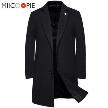 

Fashion Korean Woolen Jacket Black Long Trench Coat Men Slim Overcoat New Winter Coat Men Vintage Veste Longue Homme Windbreaker