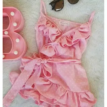 Infant Baby Girl Kid Clothes Sling Lace Up Polka Dot Dress Summer Outfit 
Infant Baby Girl Kid Clothes Sling Lace Up Polka Dot Dress Summer Outfit