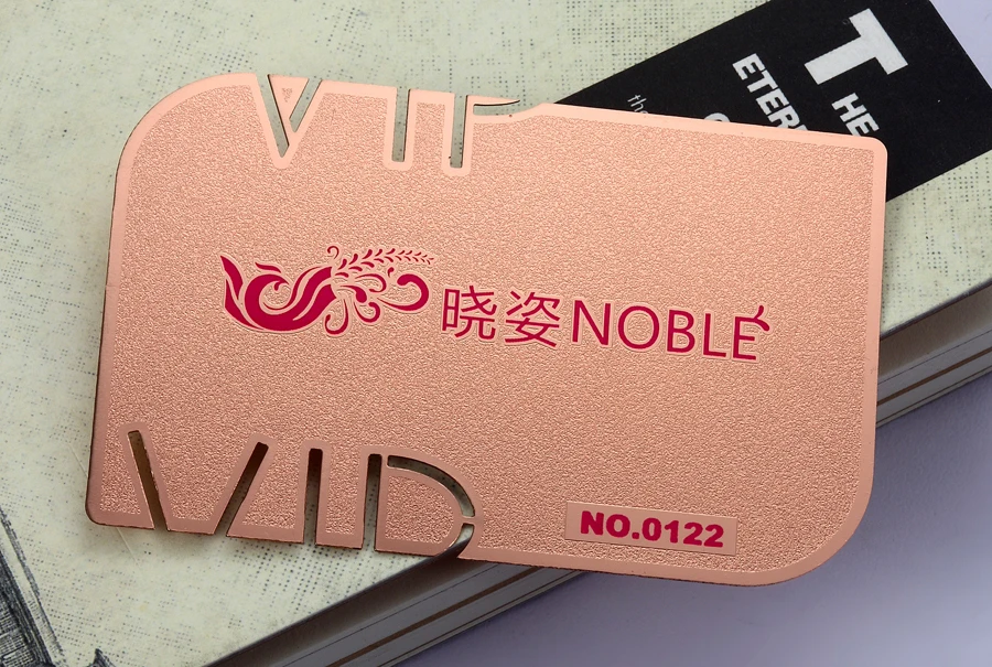 Rose gold stainless steel card hollow metal membership card plating brushed stainless steel card custom 